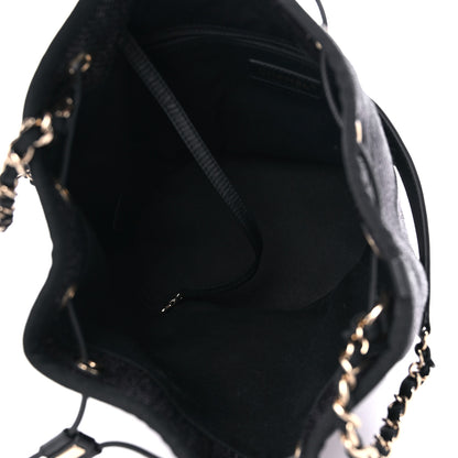 Chanel Mixed Fibers Deauville Drawstring Bag Black 5 of 11
