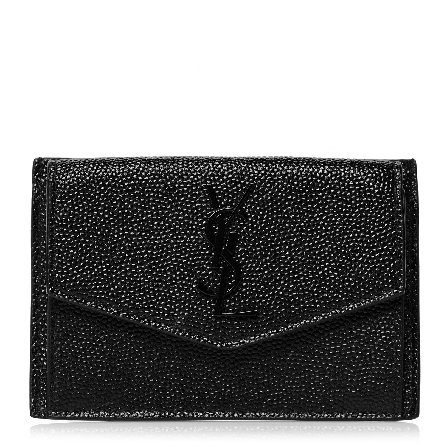 Saint Laurent Grain de Poudre Uptown Card Holder Black 1 of 7