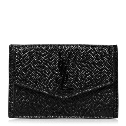 Saint Laurent Grain de Poudre Uptown Card Holder Black 1 of 7