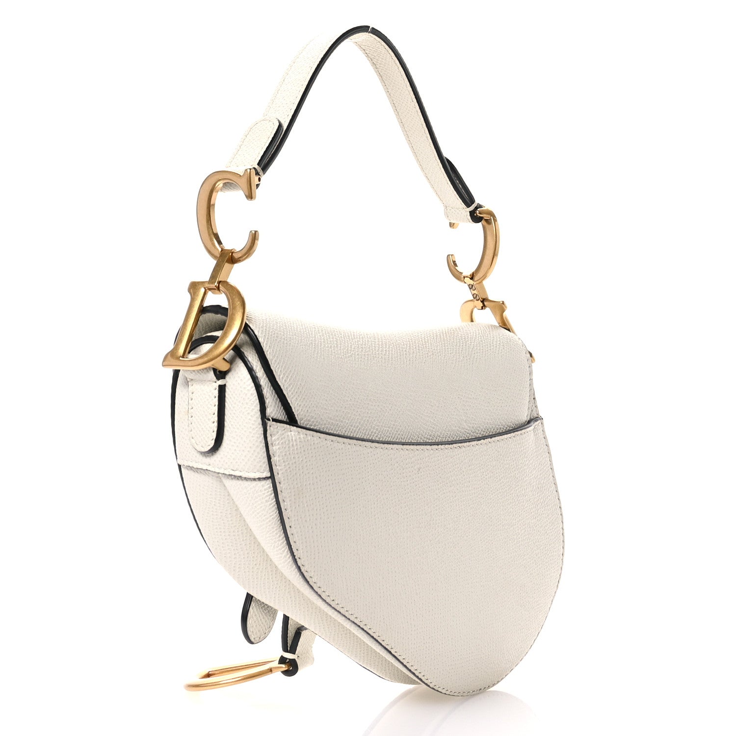 Christian Dior Grained Calfskin Mini Saddle Bag White 3 of 11