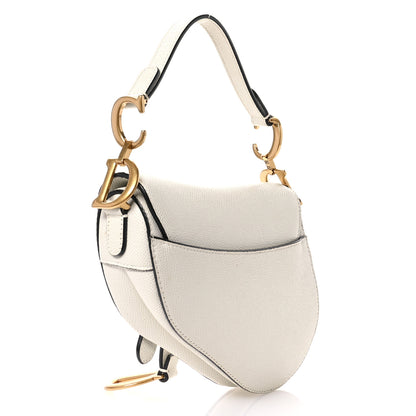 Christian Dior Grained Calfskin Mini Saddle Bag White 3 of 11