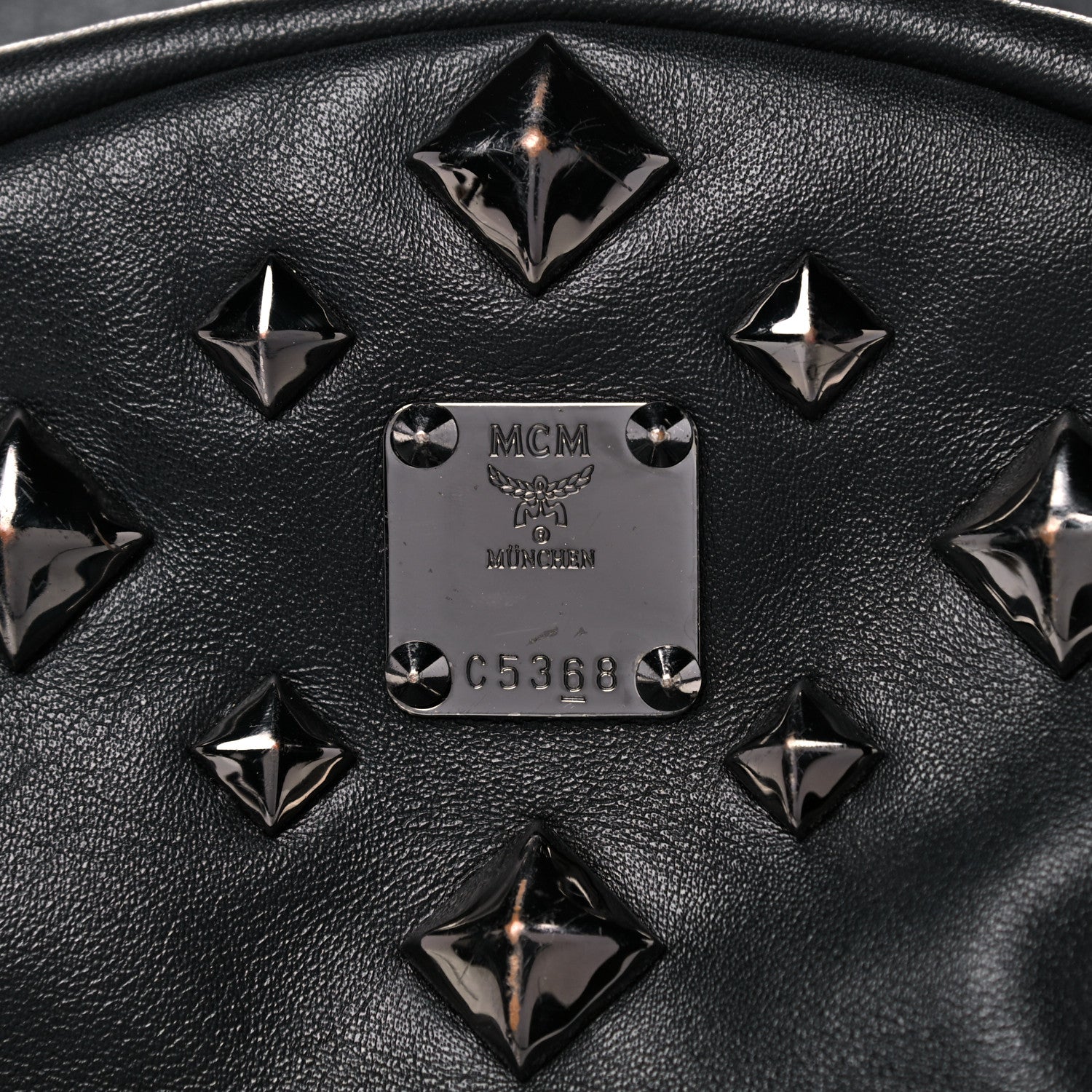 MCM Calfskin Medium Studded Backpack Black 7 of 15