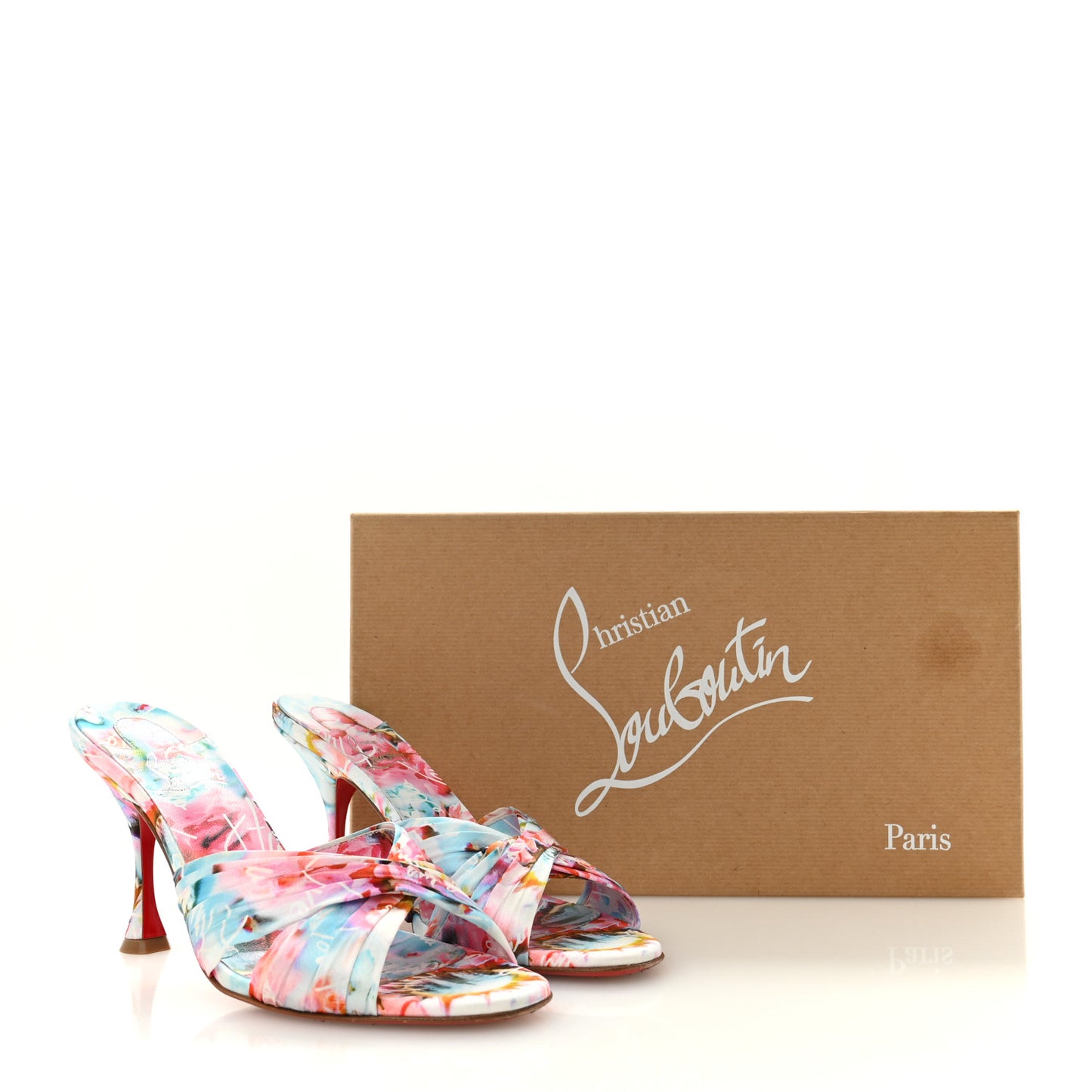 Crepe Satin Celebration Print Nicol Is Back 85 Slide Sandals 39 Multicolor