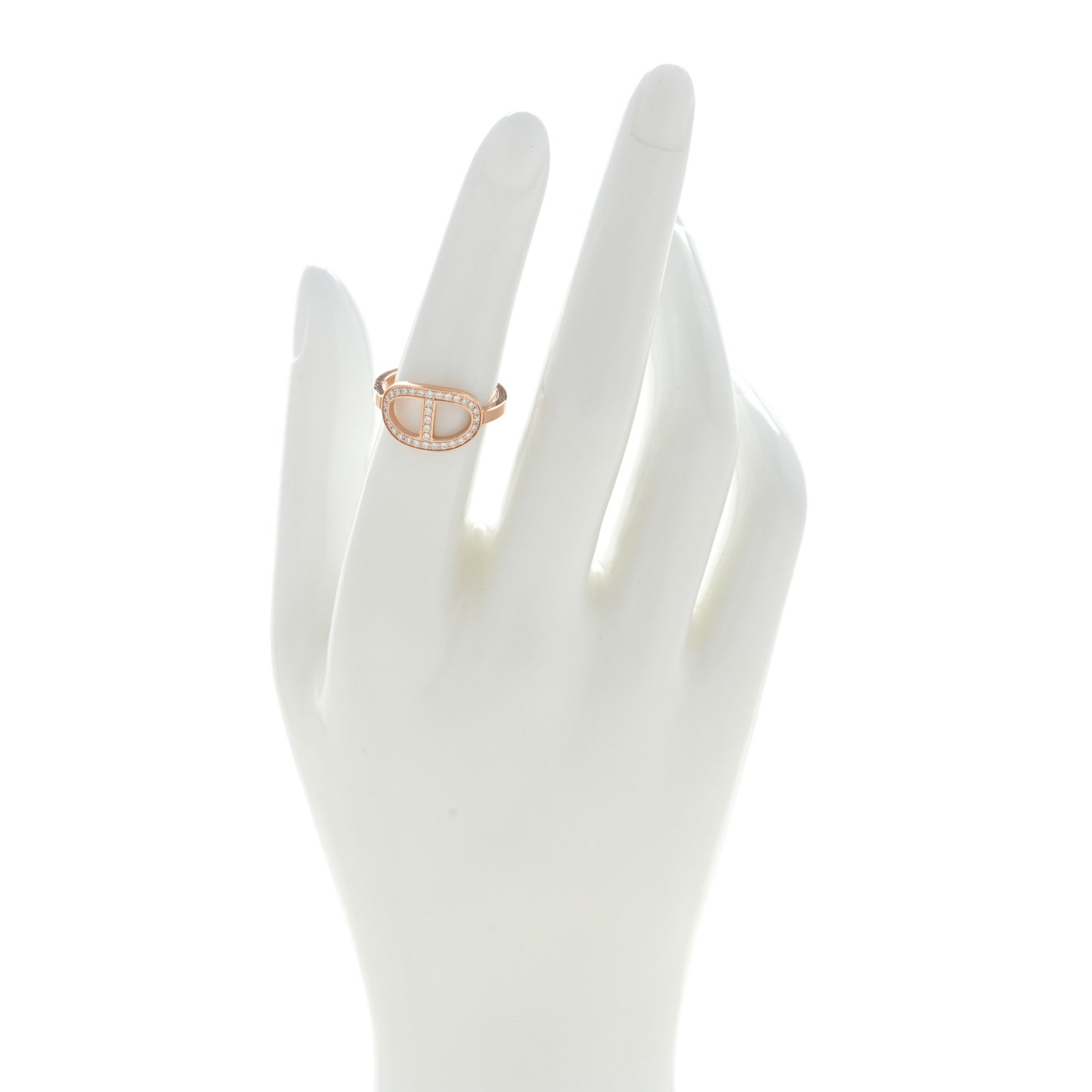 18K Rose Gold Diamond MM Chaine d'Ancre Contour Ring 52 6