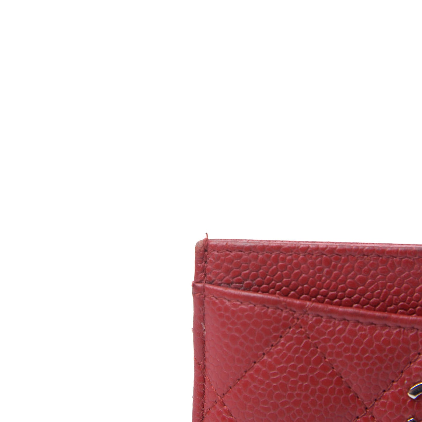 Caviar Quilted Card Holder Red