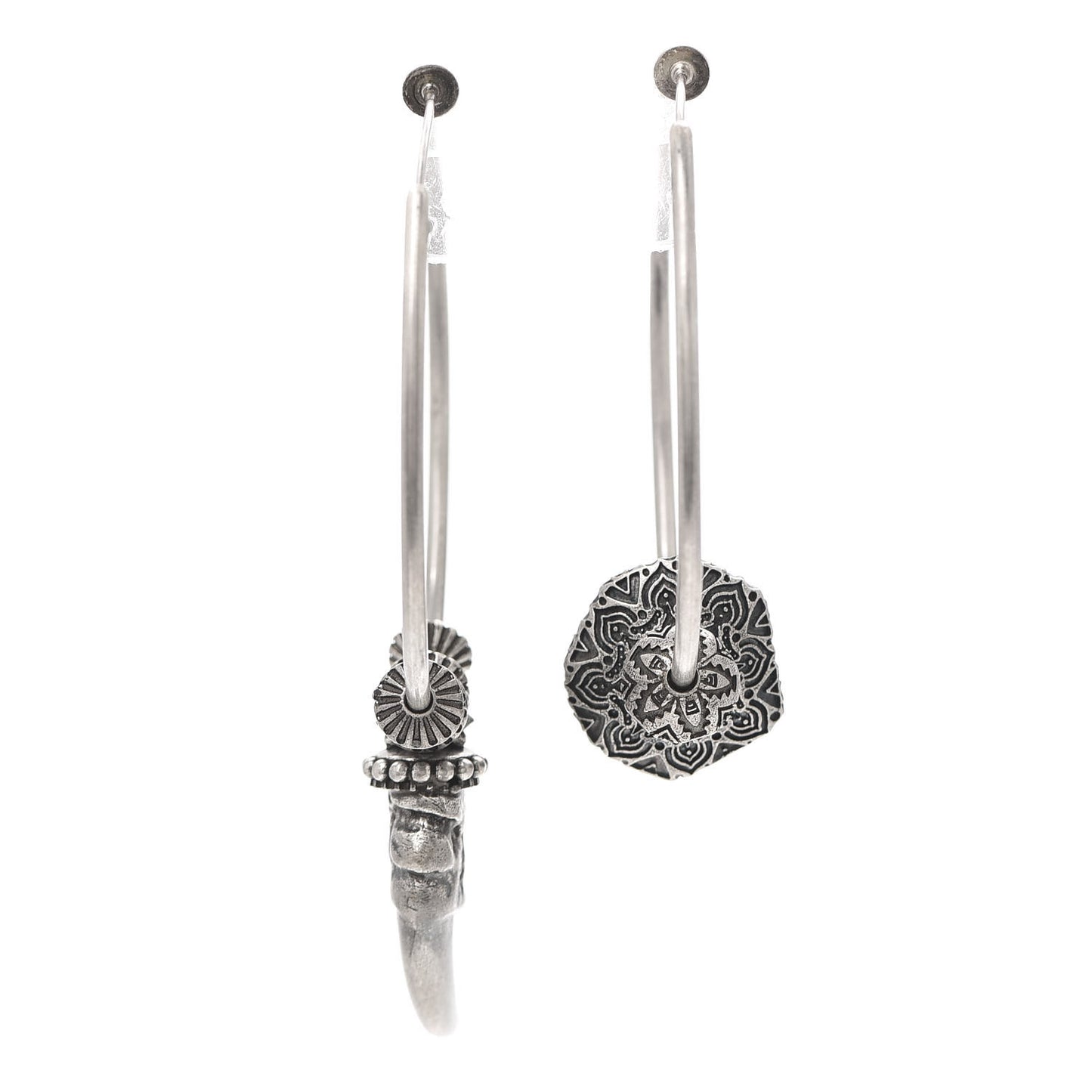 Sterling Silver Anger Forest Mismatched Hoop Earrings