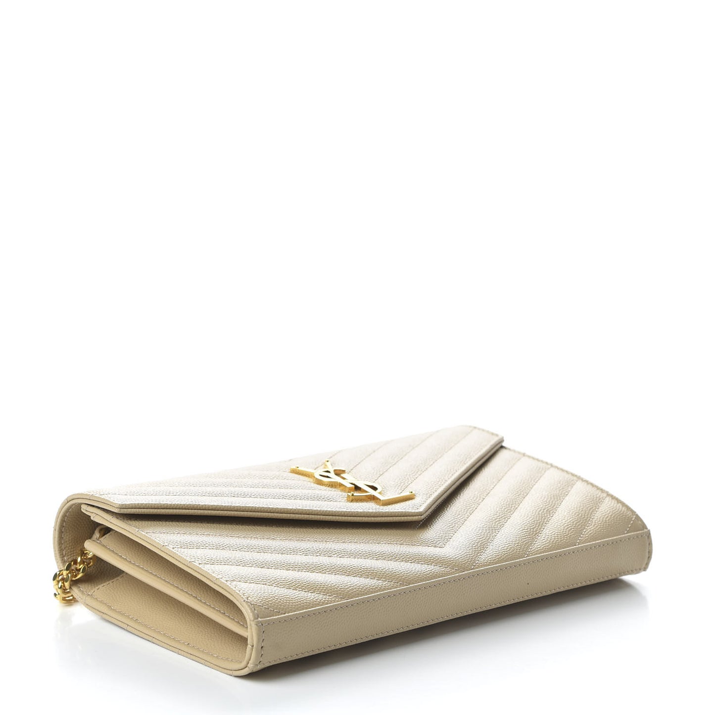 Grain De Poudre Matelasse Chevron Monogram Chain Wallet Nude Powder