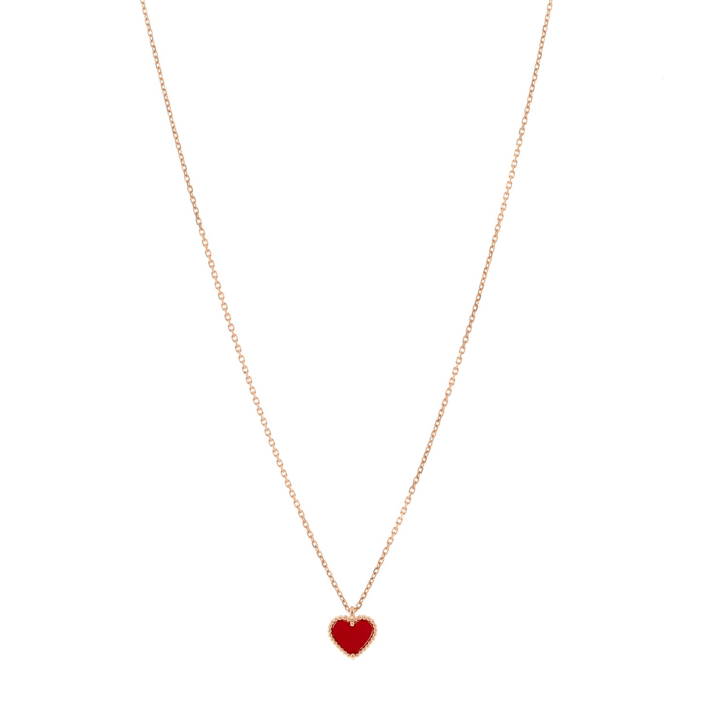 18k Rose Gold Carnelian Sweet Alhambra Heart Pendant Necklace