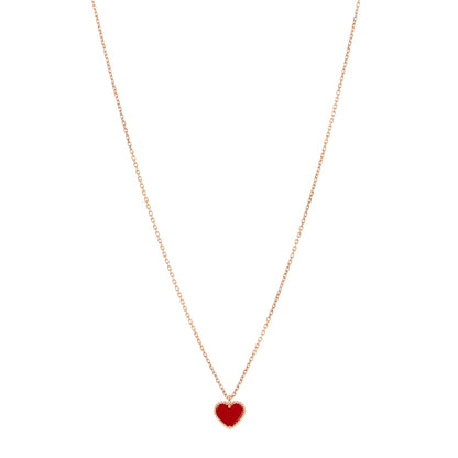 Van Cleef & Arpels 18k Rose Gold Carnelian Sweet Alhambra Heart Pendant Necklace 1 of 5