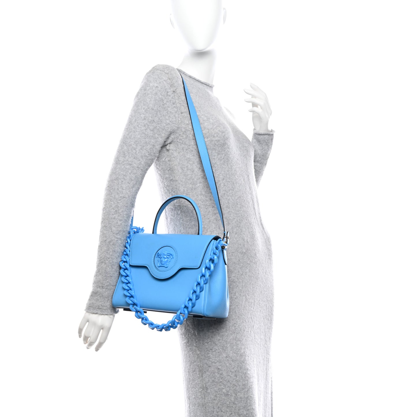 Calfskin Medium La Medusa Top Handle Handbag Blue