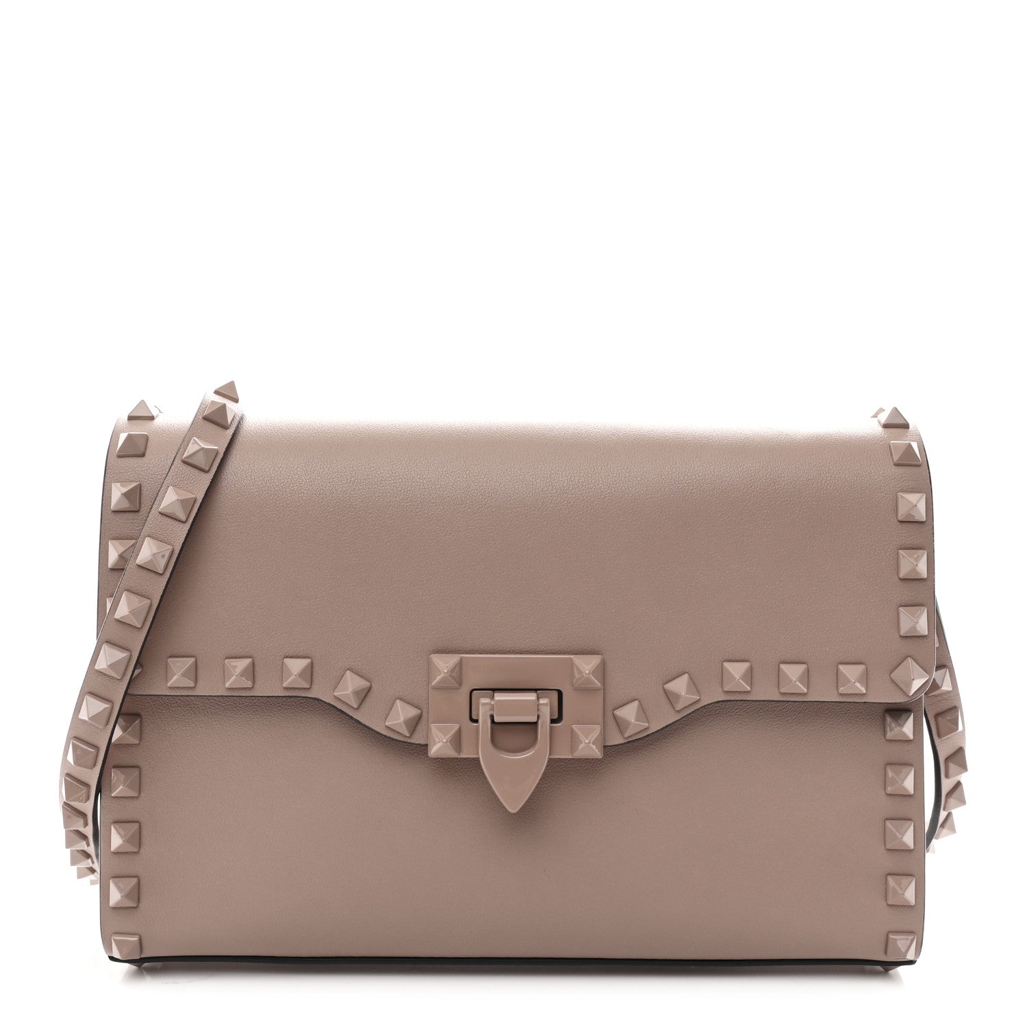 Valentino Garavani Vitello Monochrome Medium Rockstud Flip Lock Crossbody Bag Poudre 1 of 10
