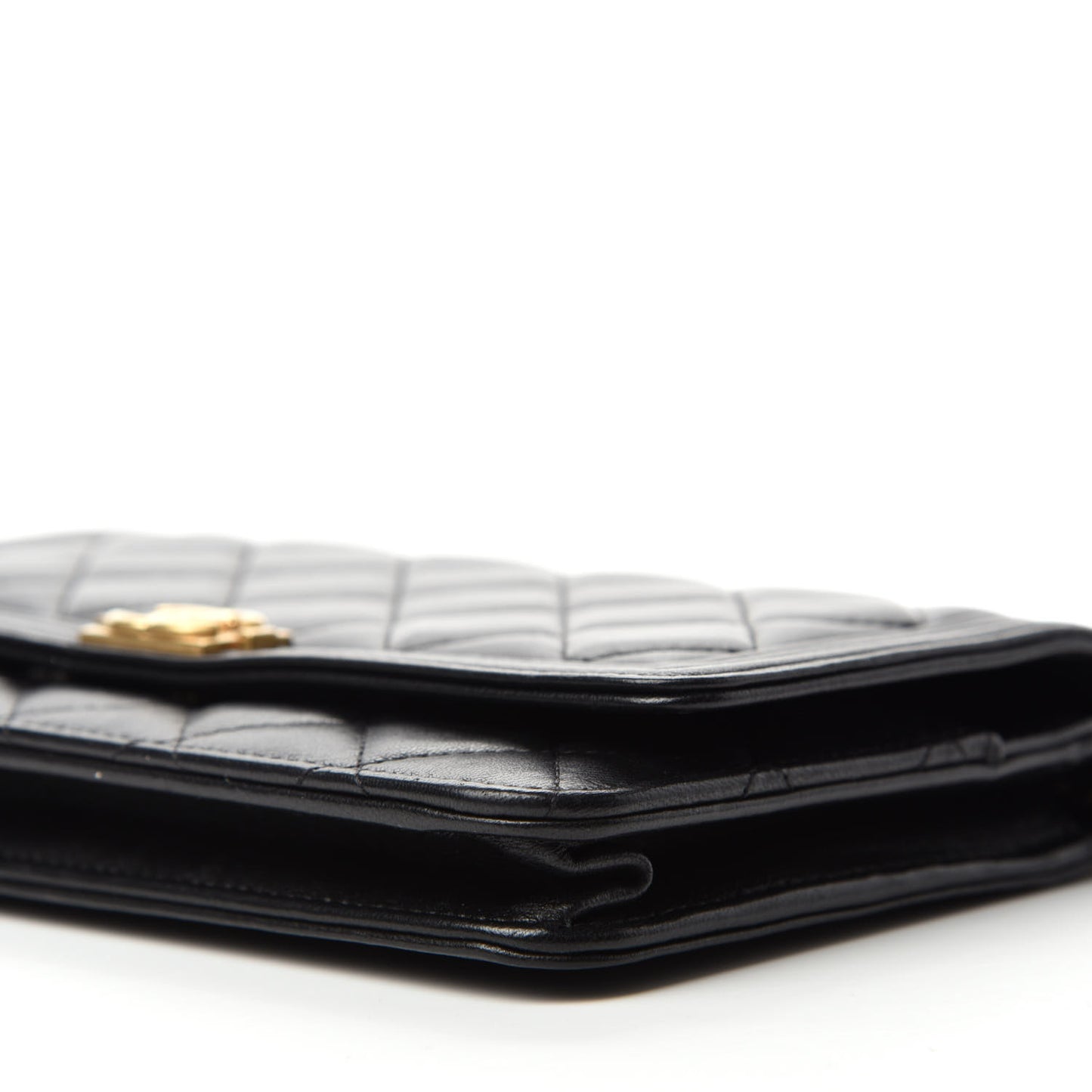 Lambskin Quilted Boy Wallet On Chain WOC Black