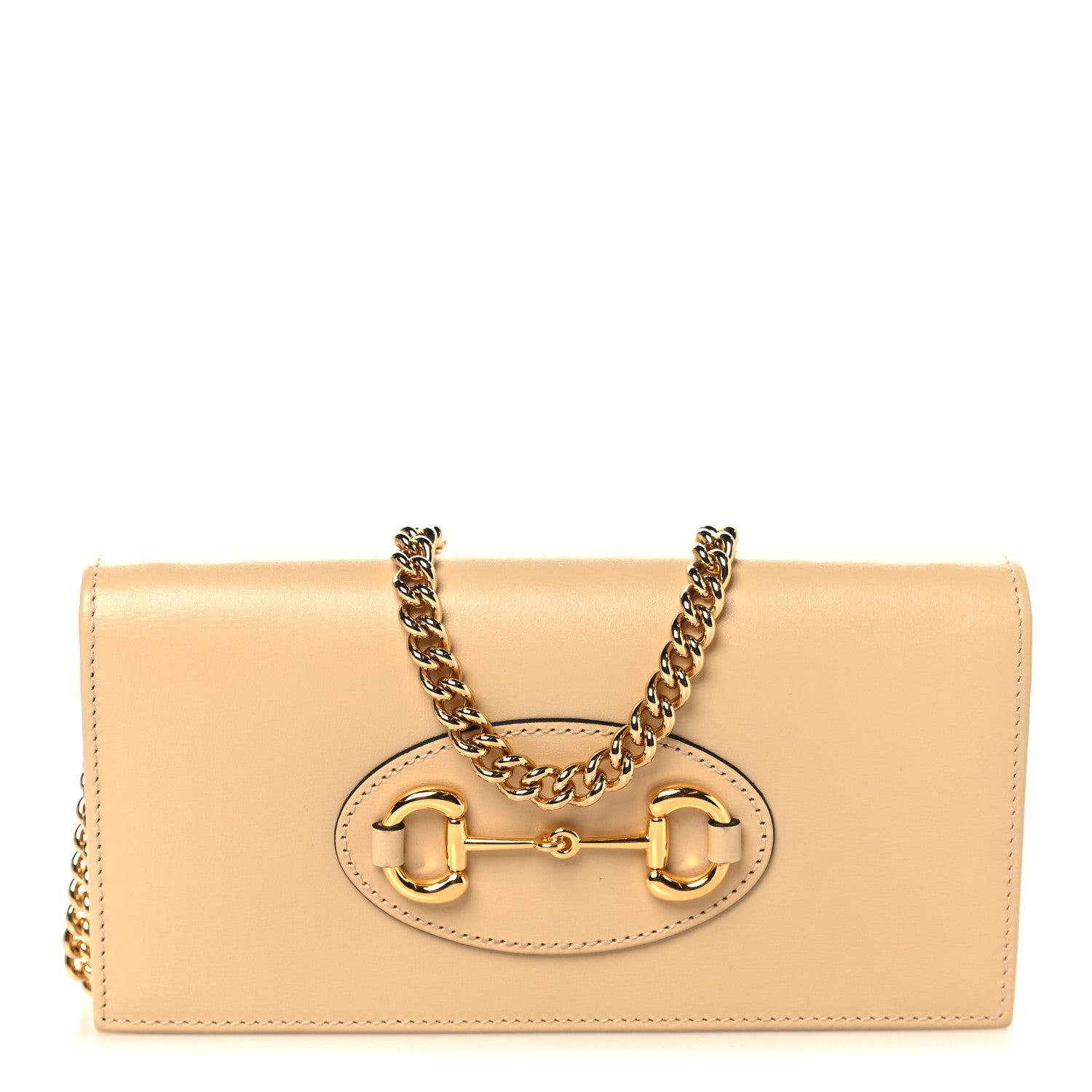 Gucci Boarded Plutone Calfskin Horsebit 1955 Wallet On Chain Bubble Tea 1 of 11