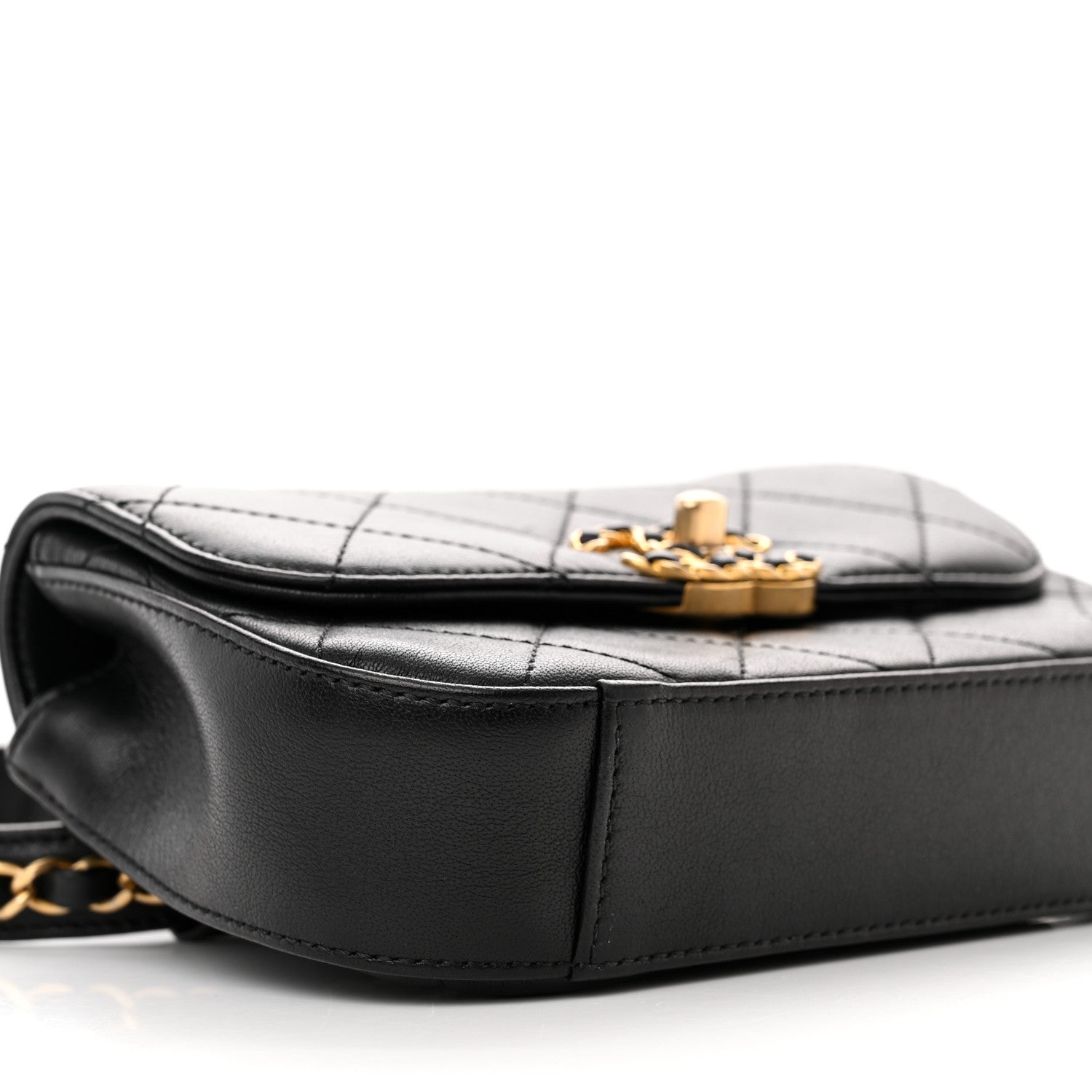 Chanel Lambskin Quilted Chain Infinity Waist Belt Bag Black 9 of 10