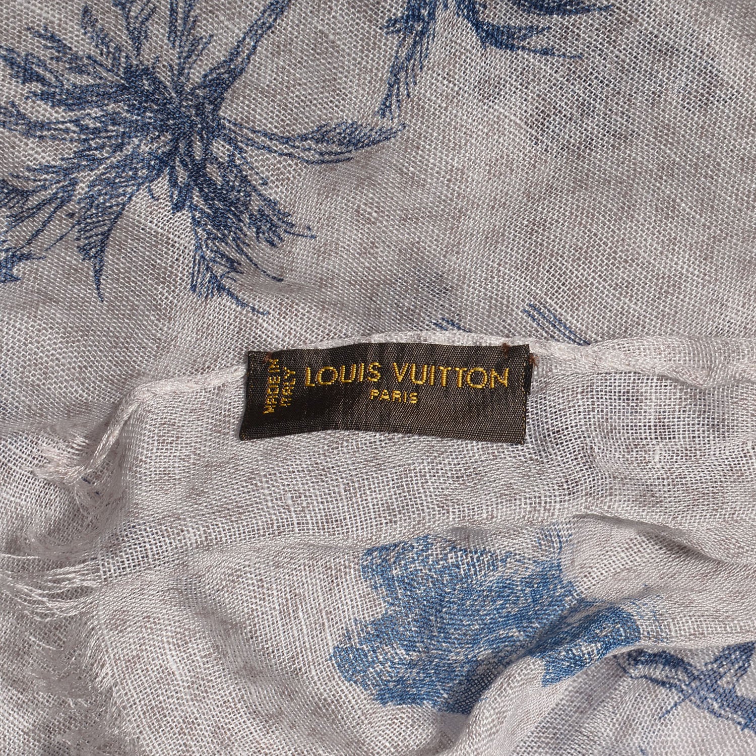 Louis Vuitton Cotton Linen Toile Etole De Louis Pareo Blue 6 of 7