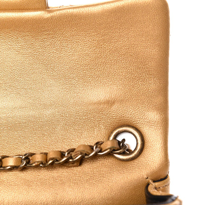 Chanel Metallic Lambskin Quilted Extra Mini Medallion Flap Gold 17 of 19