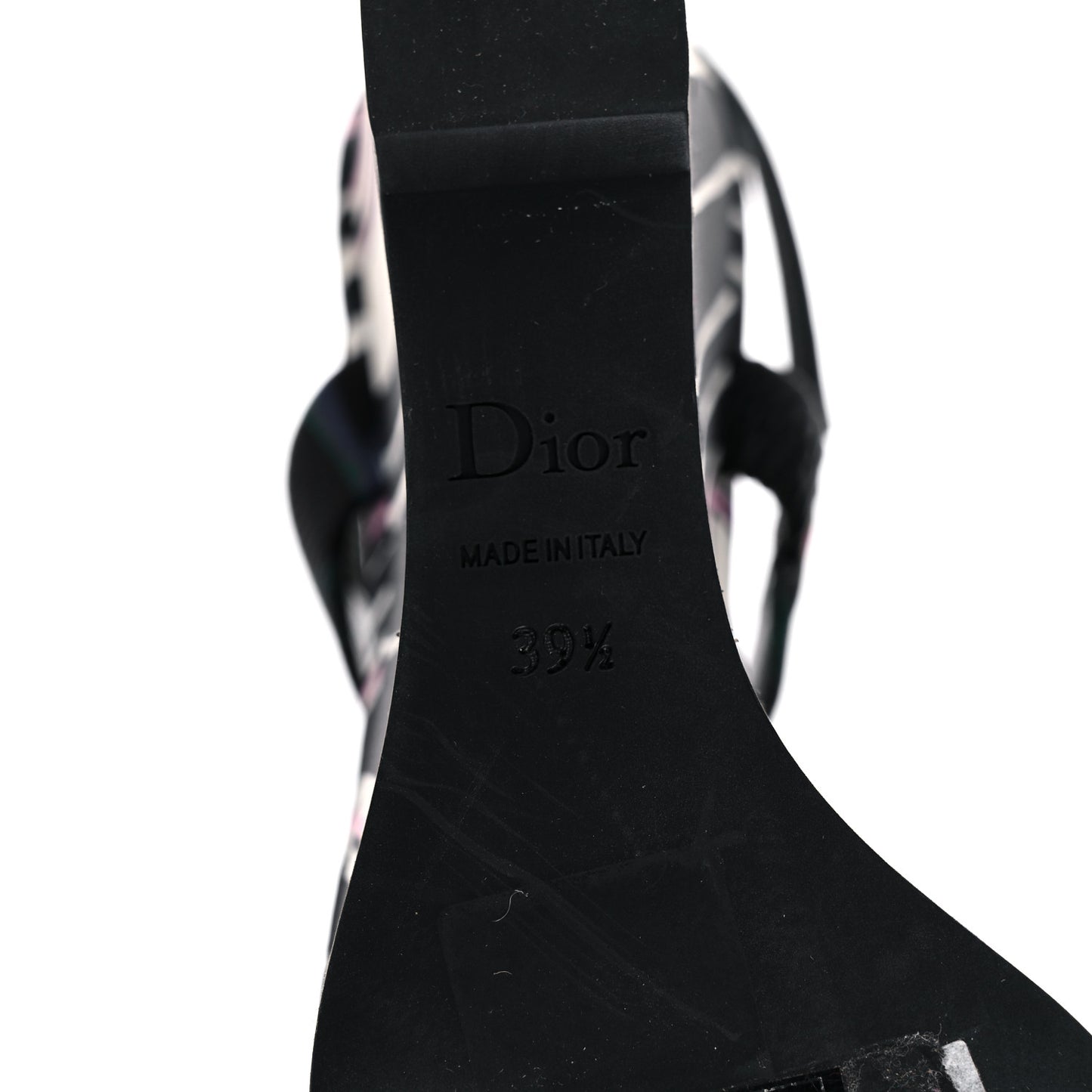 Satin Sequined Striped CD Platform Sandal 39.5 Black Multicolor