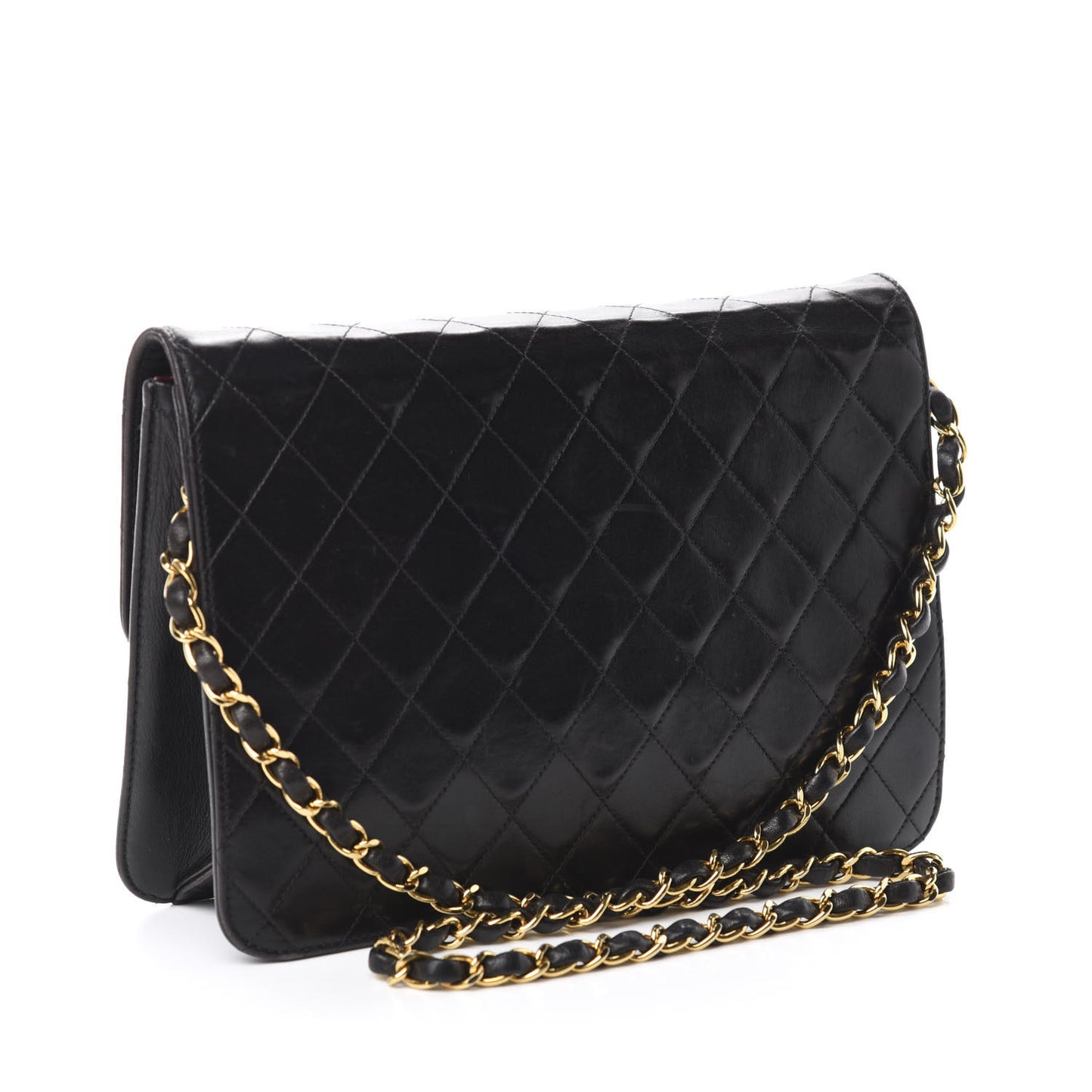Lambskin Quilted Medium Single Flap Black