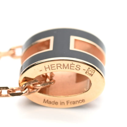 Hermes Lacquered Rose Gold Mini Pop H Pendant Necklace Black 7 of 7