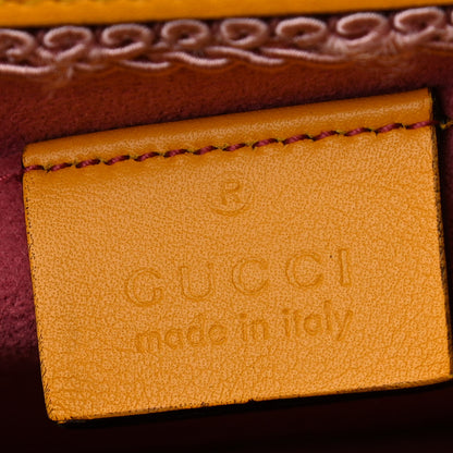 Gucci Linen Canvas Embroidered Small Shoulder Bag White 6 of 11