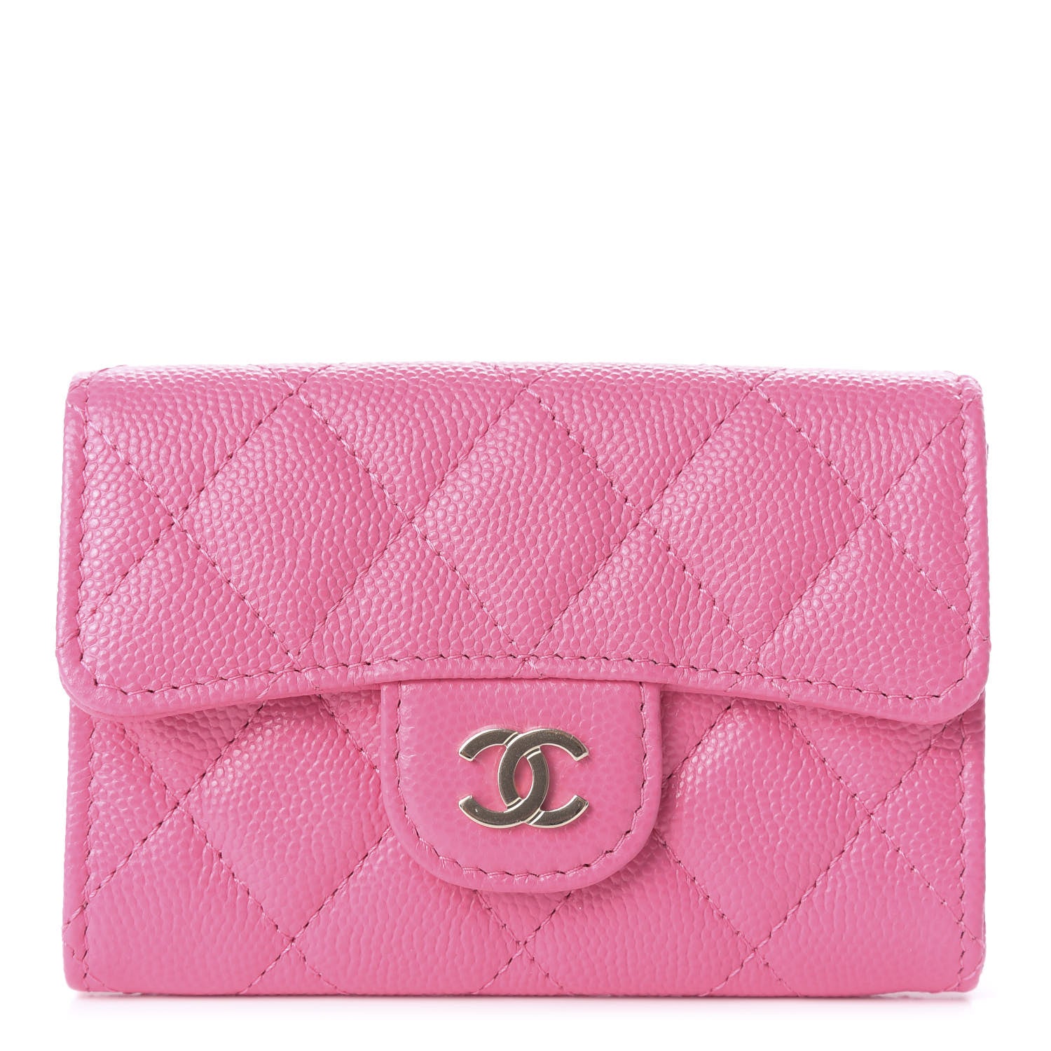Chanel Caviar Quilted Flap Card Holder Pink 1 of 9