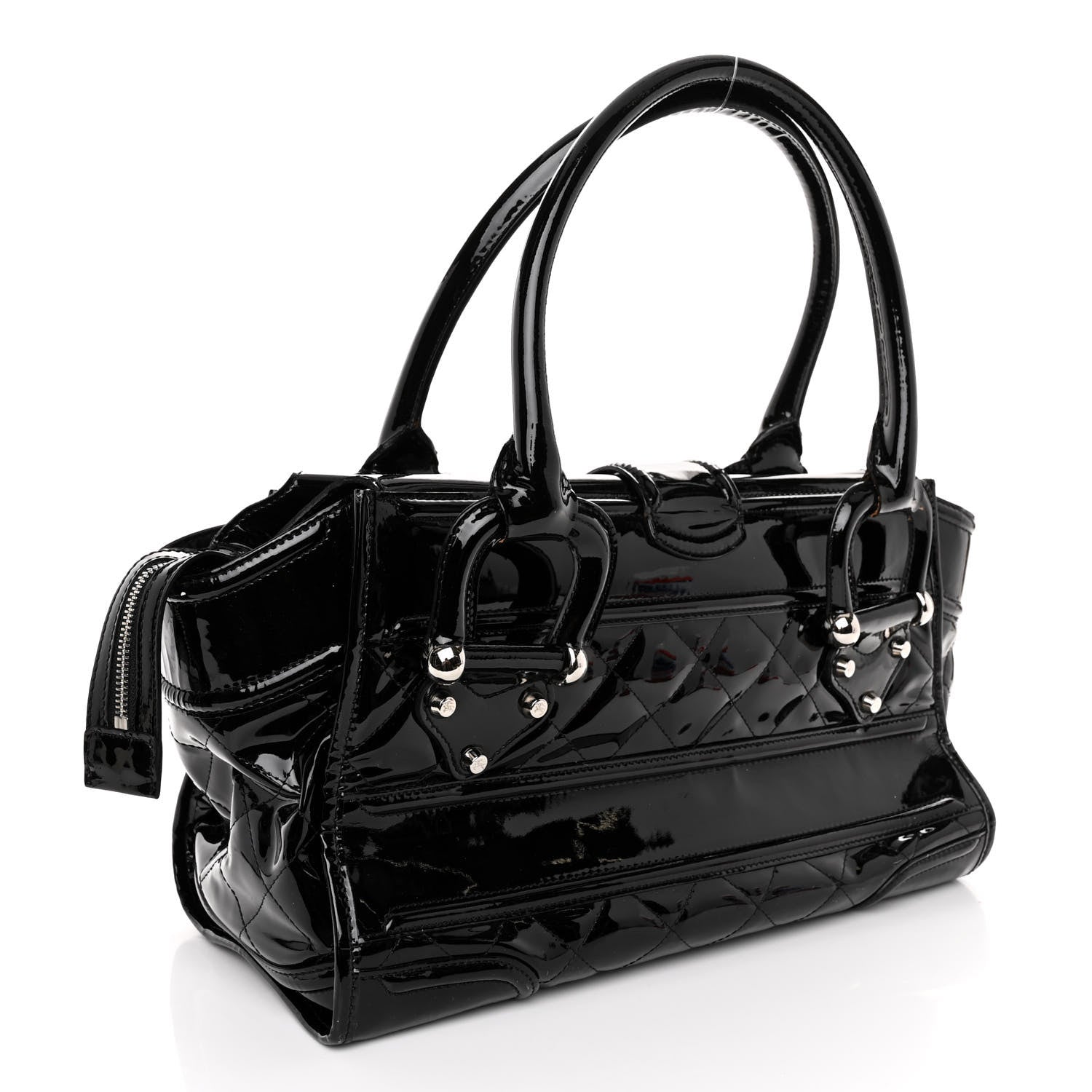 Burberry Patent Quilted Large Manor Tote Black 3 of 14