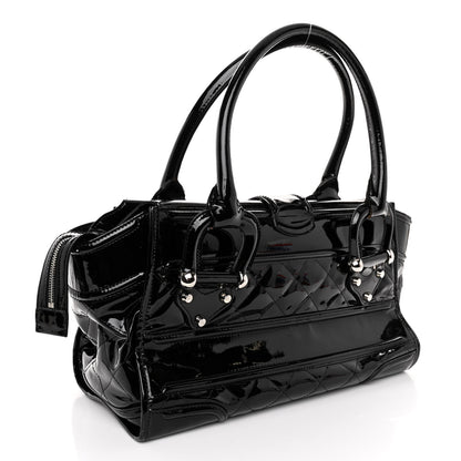 Burberry Patent Quilted Large Manor Tote Black 3 of 14