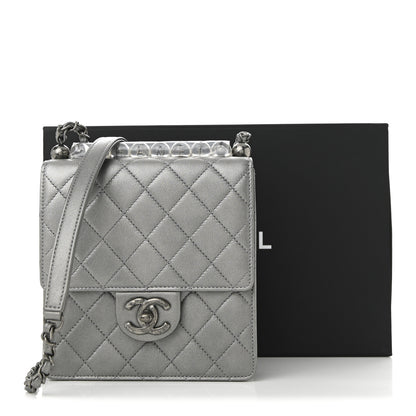 Chanel Metallic Goatskin Quilted Chic Pearls Flap Silver 11 of 11