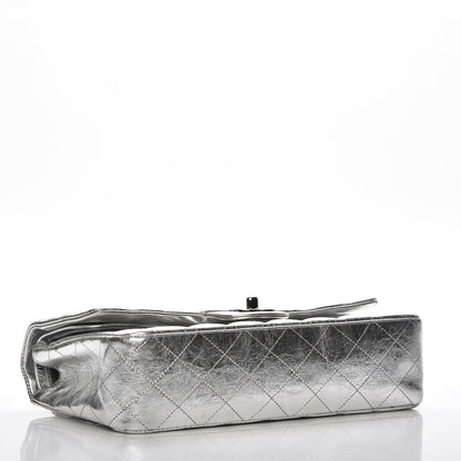 Chanel Metallic Aged Calfskin Quilted Medium Double Flap Silver 4 of 7