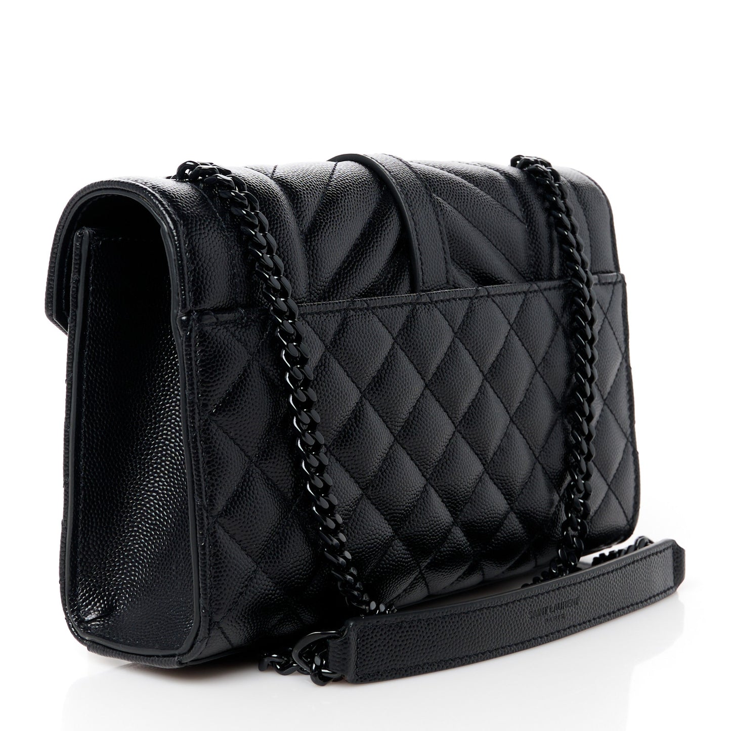 Grain De Poudre Textured Mixed Matelasse Triquilt Small Monogram Monochrome Satchel Black