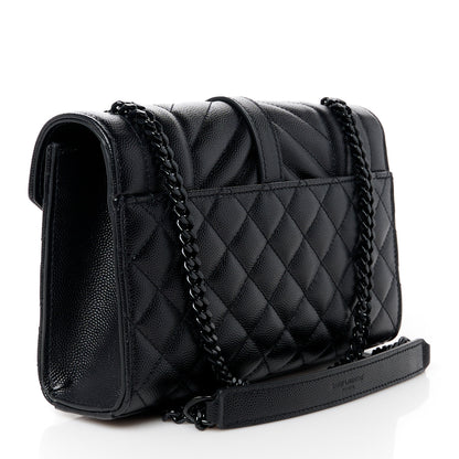 Saint Laurent Grain De Poudre Textured Mixed Matelasse Triquilt Small Monogram Monochrome Satchel Black 3 of 11