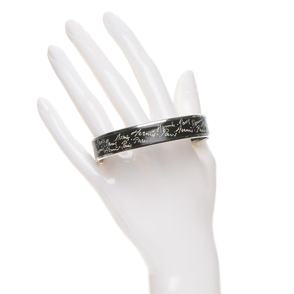 Hermes Enamel Printed Handwriting Bracelet 65 Black 2 of 6