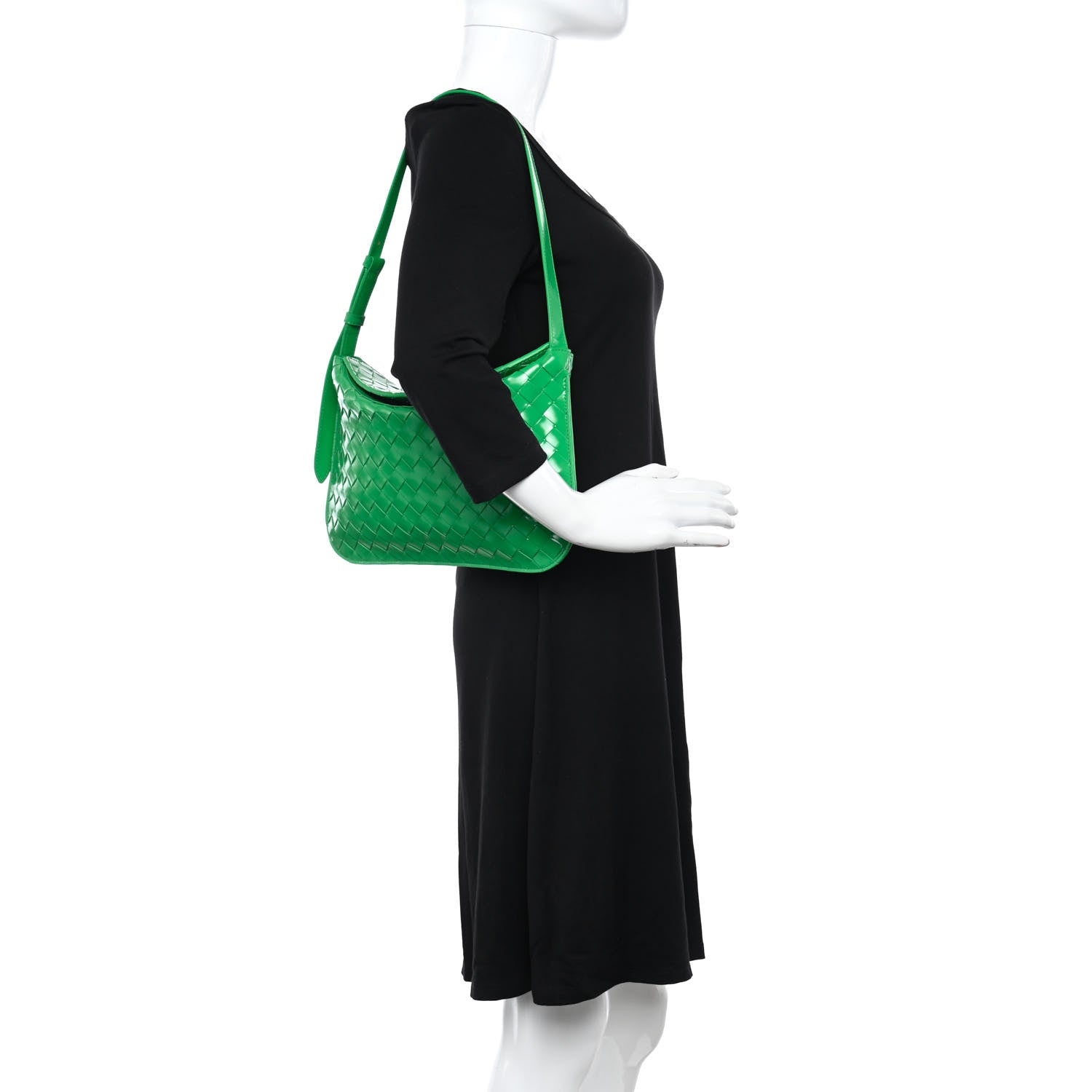 Bottega Veneta Brushed Calfskin Intrecciato Cradle Fold Over Shoulder Bag Parakeet 3 of 13
