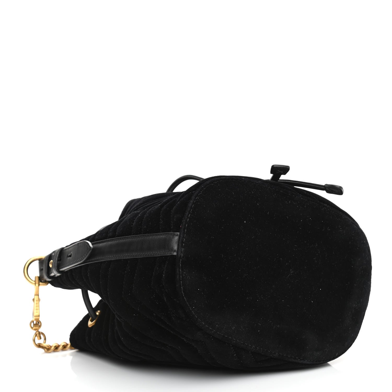 Gucci Velvet Matelasse GG Marmont Bucket Bag Black 3 of 10