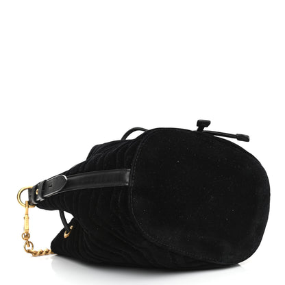 Gucci Velvet Matelasse GG Marmont Bucket Bag Black 3 of 10