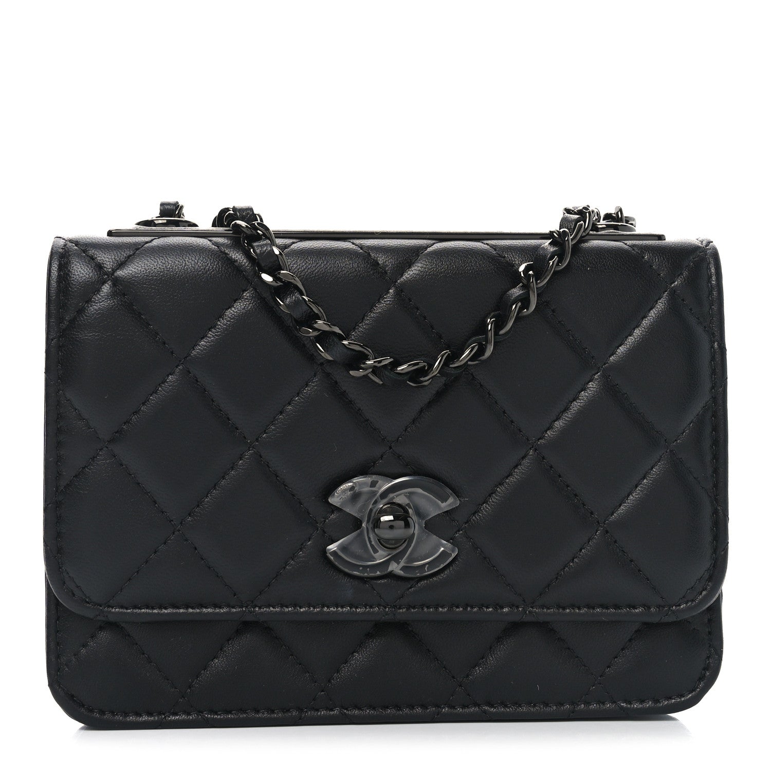 Chanel Lambskin Quilted Mini Trendy CC Wallet On Chain WOC So Black 1 of 11