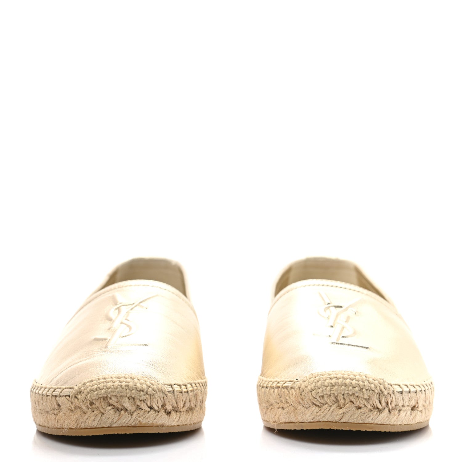 Saint Laurent Metallic Lambskin Monogram Espadrilles 38 Platino 2 of 8