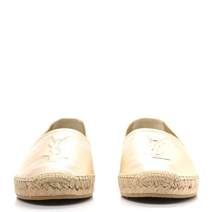 Saint Laurent Metallic Lambskin Monogram Espadrilles 38 Platino 2 of 8