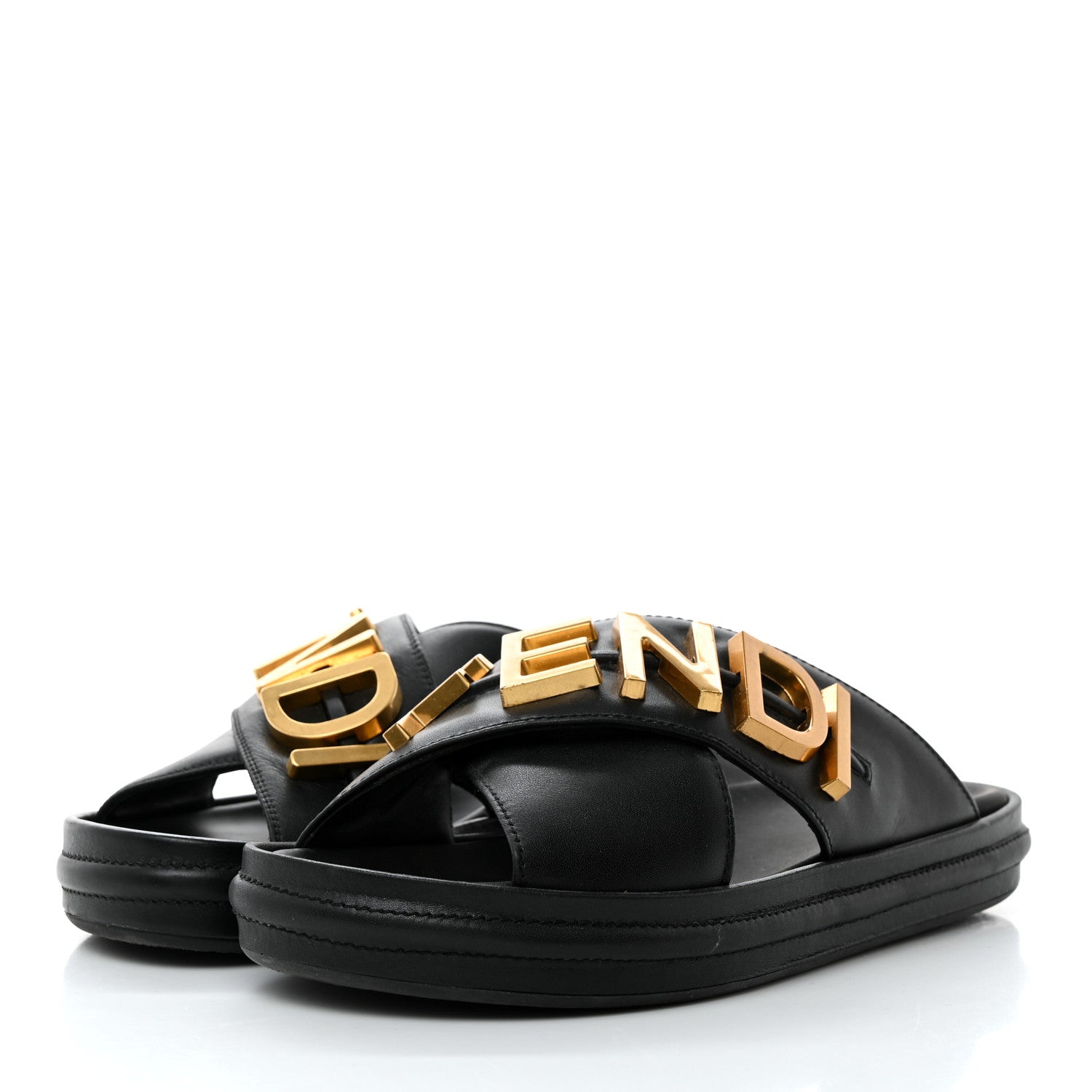 Fendi Vitello Womens Fendigraphy Slide Sandals 38.5 Black 3 of 9