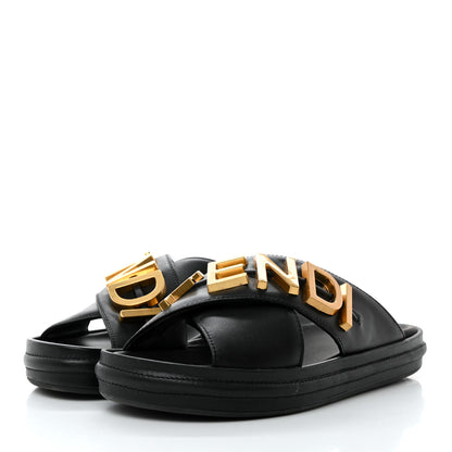 Fendi Vitello Womens Fendigraphy Slide Sandals 38.5 Black 3 of 9
