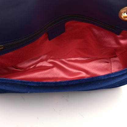 Gucci Velvet Matelasse Medium GG Marmont Shoulder Bag Cobalt Blue 5 of 9