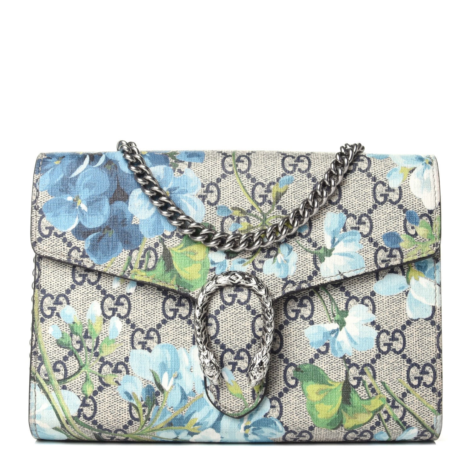 Gucci GG Supreme Monogram Blooms Mini Dionysus Chain Wallet Beige Blue Navy Vintage Blue 1 of 5