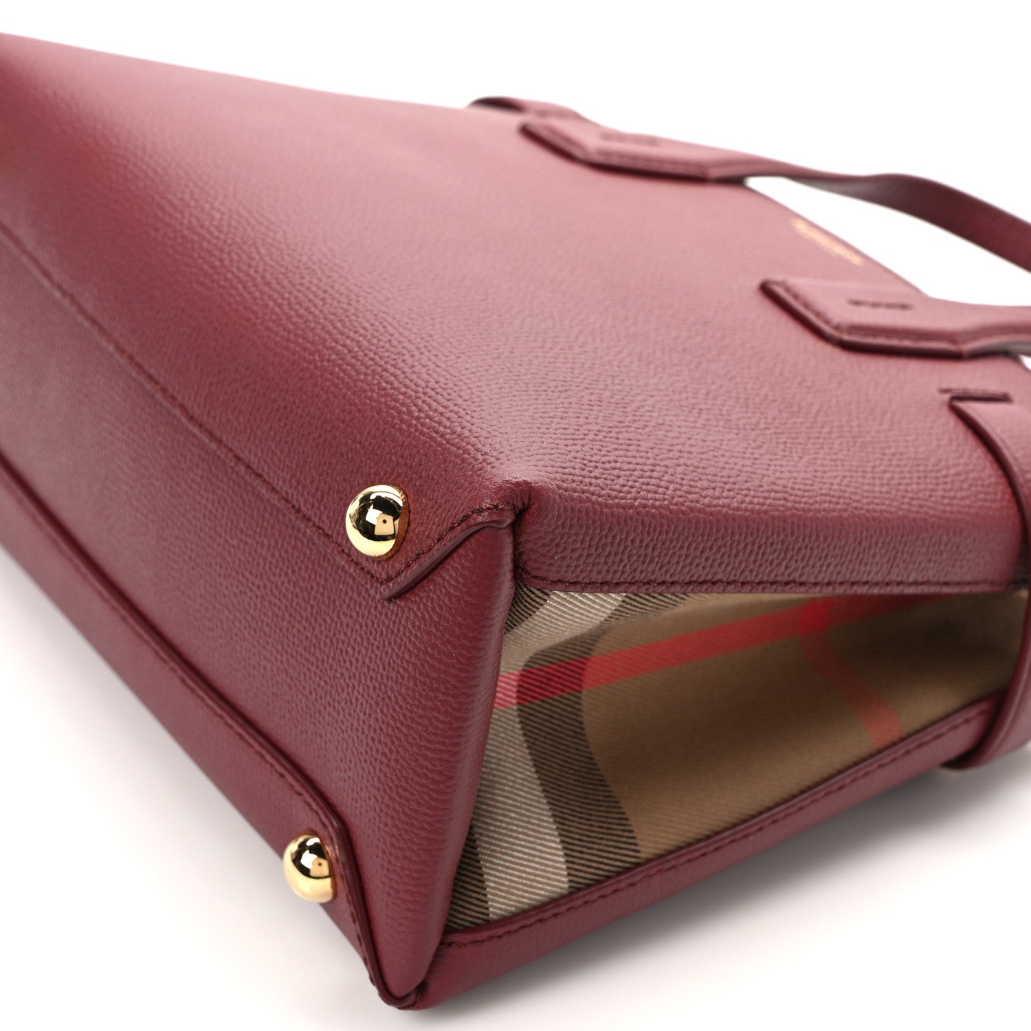 Burberry Grainy Calfskin House Check Small Banner Tote Crimson 13 of 14