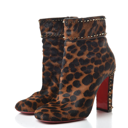 Christian Louboutin Pony Dark Leopard Cadra Spiked 100 Booties 37 Brown 3 of 13