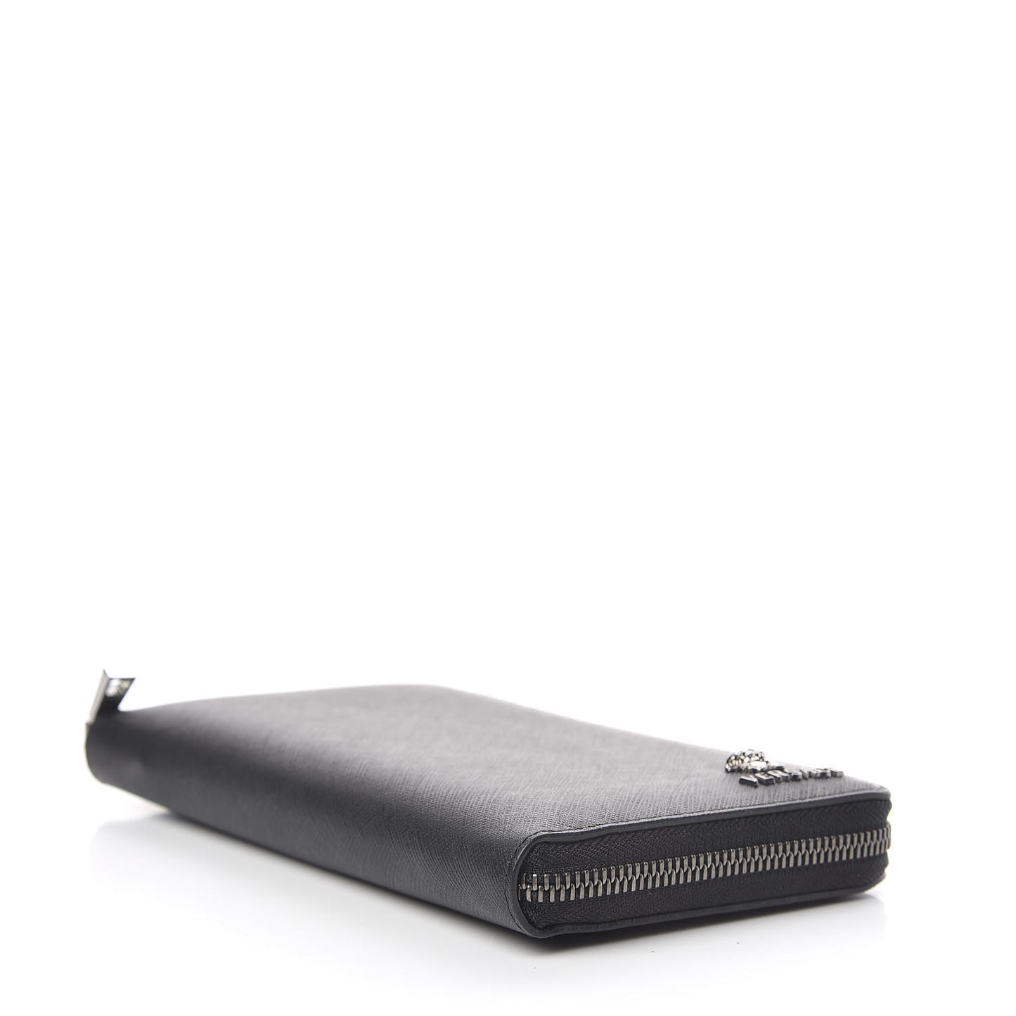 Saffiano Calfskin Zip Around Organizer Wallet Black