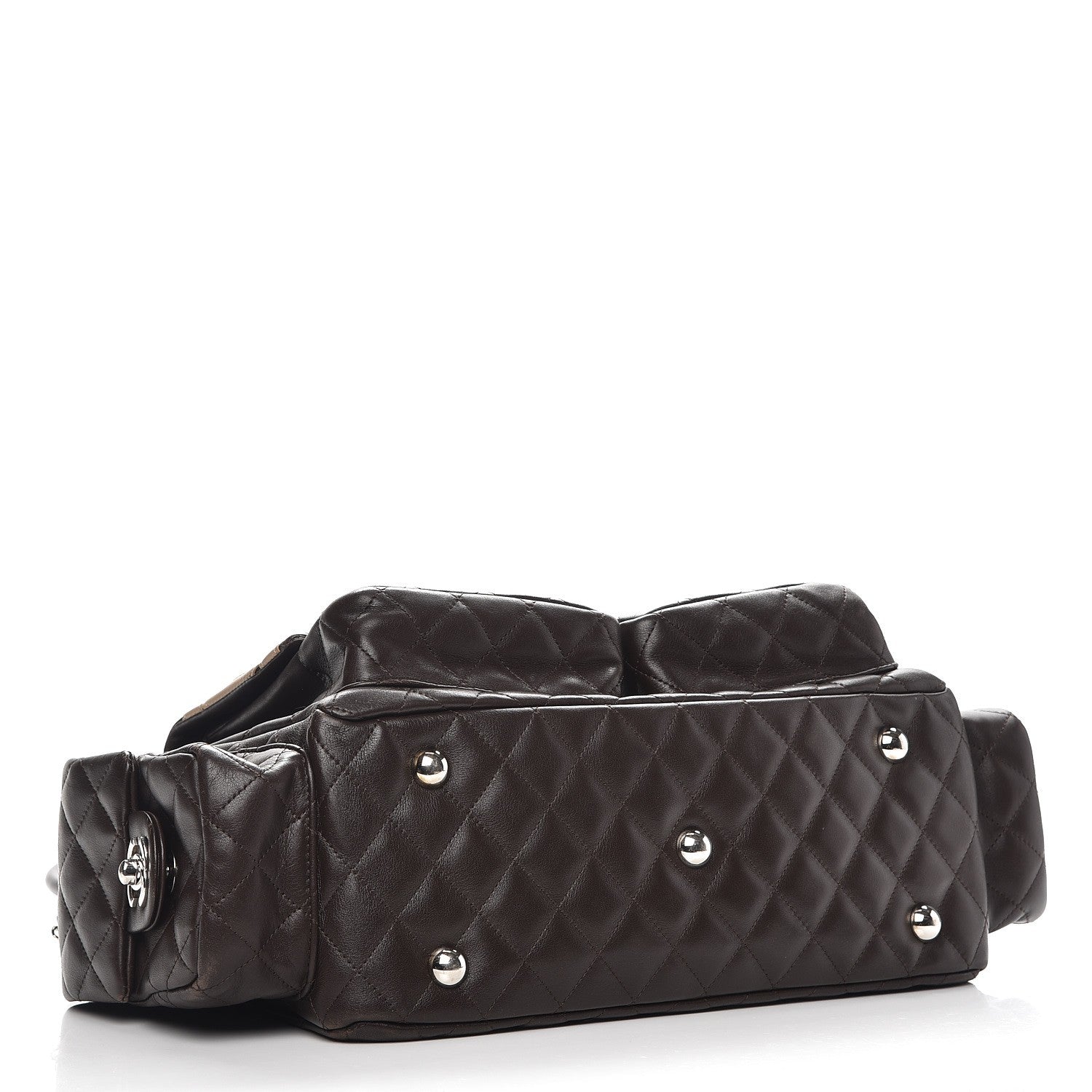 Chanel Calfskin Quilted Large Cambon Multipocket Reporter Brown Beige 4 of 14