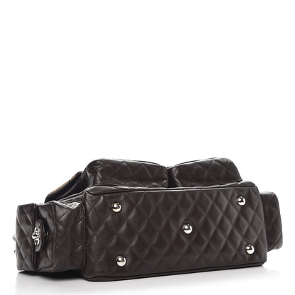 Chanel Calfskin Quilted Large Cambon Multipocket Reporter Brown Beige 4 of 14