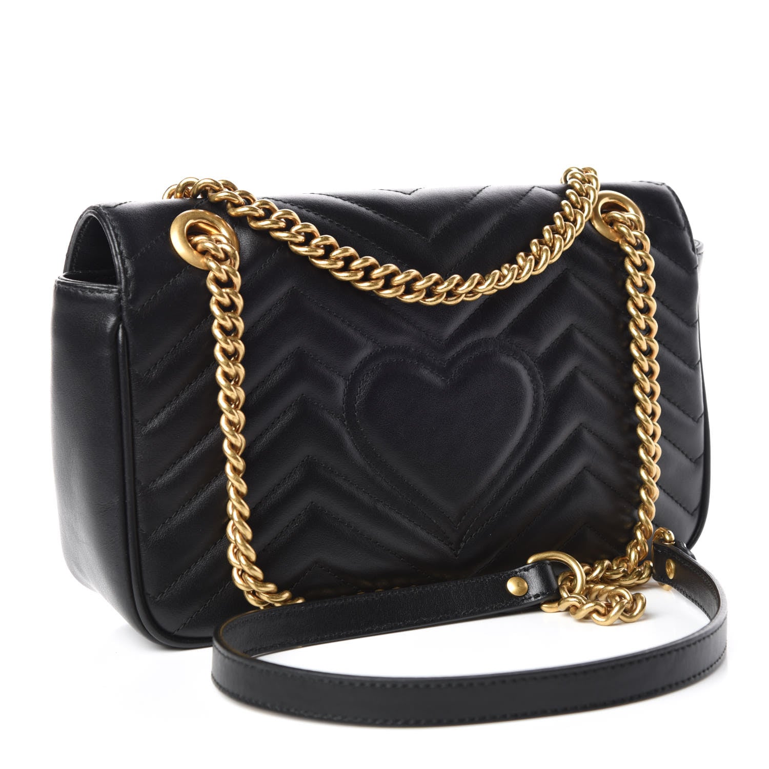 Gucci Calfskin Matelasse Small GG Marmont Shoulder Bag Black 3 of 10