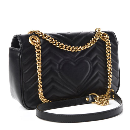 Gucci Calfskin Matelasse Small GG Marmont Shoulder Bag Black 3 of 10