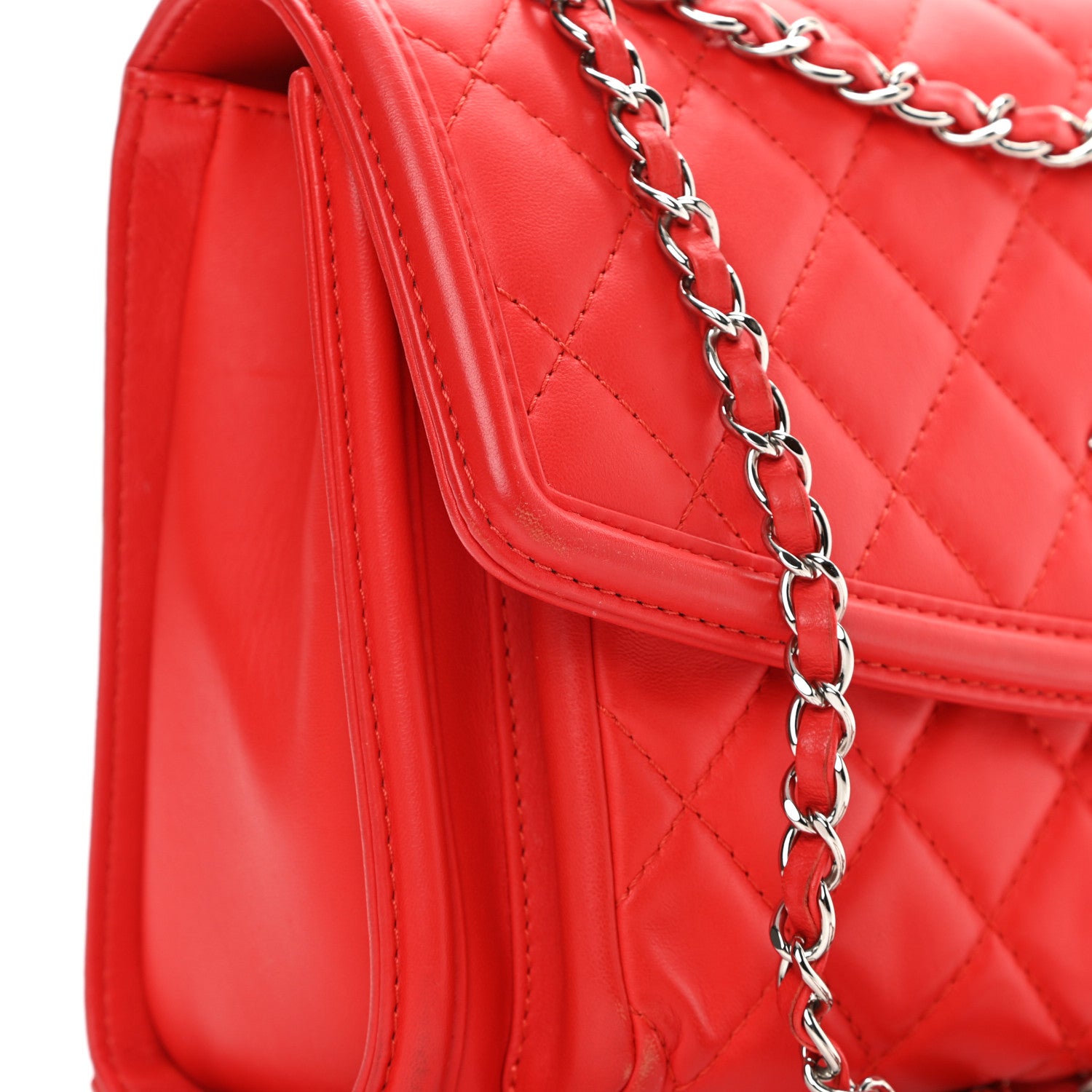 Chanel Lambskin Quilted Large Geometric Flap Red 19 of 19